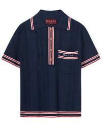 Gucci - Striped Trim Polo Top - Lyst