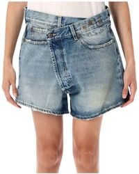 R13 - Crossover Denim Shorts - Lyst