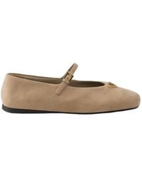 Prada - Suede Ballerinas - Lyst