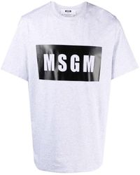 MSGM - Logo-Print Cotton T-Shirt - Lyst