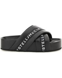 Stella McCartney - Logo Tape Platform Sandals - Lyst