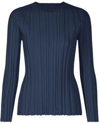 Pleats Please Issey Miyake - Ribbed Knit Crew Neck Top - Lyst