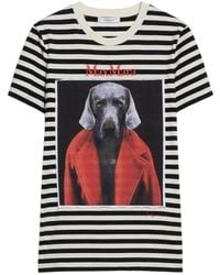 Max Mara - Striped Logo Printed T-Shirt - Lyst