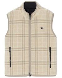 Burberry - Check Wool Cashmere Blend Fleece Gilet - Lyst