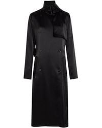 Courreges - Double-Breasted Satin Trench Coat - Lyst