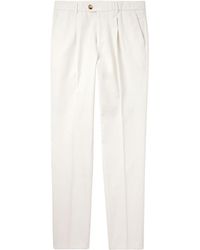 Brunello Cucinelli - Pleated Cotton Trousers - Lyst