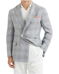 Brunello Cucinelli - Prince Of Wales Double-Breasted Blazer - Lyst