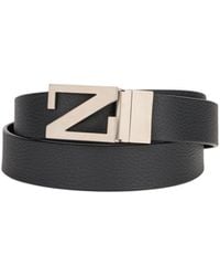 ZEGNA - Logo Buckle Leather Belt - Lyst