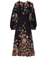 Sea - Ruffled Floral Print Midi Dress - Lyst