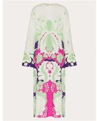Valentino - Floral Print Silk Midi Dress - Lyst
