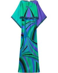 PUCCI - Pucci Iride-Printed Wide-Sleeved Cape Dress - Lyst