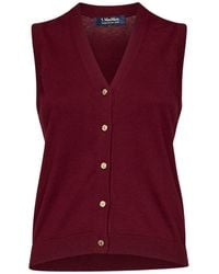 Max Mara - Buttoned V-Neck Knitted Top - Lyst