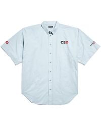 Balenciaga - Ceo Uniform Logo Short-Sleeved Oversized Shirt - Lyst