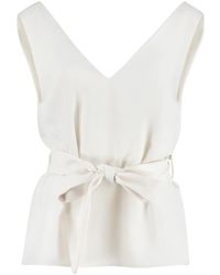 P.A.R.O.S.H. - V-Neck Belted Top - Lyst