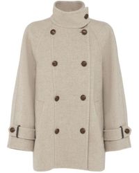 Brunello Cucinelli - Double Breast Wool Blend Short Coat - Lyst