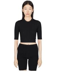 Rabanne - Monogram Patterned Cropped Knitted Top - Lyst
