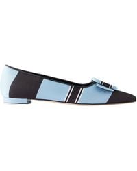Manolo Blahnik - Emilia Wickstead Maysale Striped Grosgrain Point-Toe Flats - Lyst