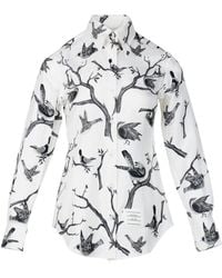 Thom Browne - Long Sleeve Bird Toile Printed Shirt - Lyst