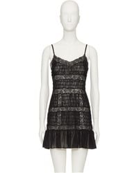 Valentino - Lace Trim Ruffled V-Neck Dress - Lyst