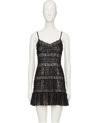 Valentino - Lace Trim Ruffled V-Neck Dress - Lyst