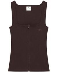 Courreges - 90's Ribbed-Knit Zip-Up Tank Top - Lyst