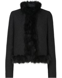 Fendi - Long Sleeved Fur-Trim Jacket - Lyst