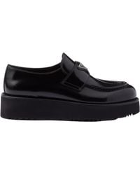 Prada - Triangle-Logo Slip-On Loafers - Lyst