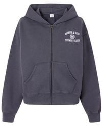 Sporty & Rich - Logo-Print Garment-Dyed Cotton-Jersey Zip-Up Hoodie - Lyst