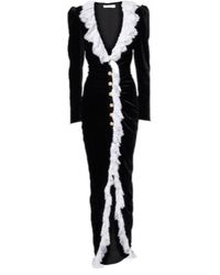 Alessandra Rich - Lace-Trimmed Velvet Maxi Dress - Lyst