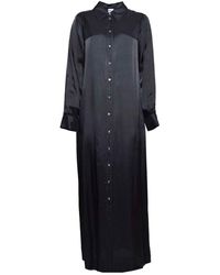 Aspesi Satin Long Wrap Dress in Blue | Lyst