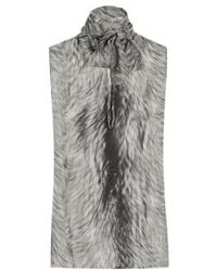 Dolce & Gabbana - Fur-Printed Chiffon Pussy-Bow Shirt - Lyst