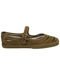 Tory Burch - Perforated Cotton Mary Jane Espadrilles With Jute Midsole - Lyst