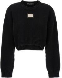 Dolce & Gabbana - Logo Plaque Knitted Jumper - Lyst