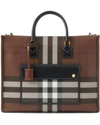 Burberry - Checked Medium Freya Tote Bag - Lyst