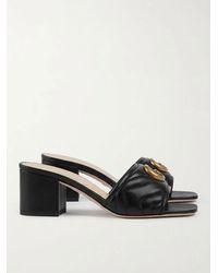 Gucci - Logo-Plaque Quilted Slides - Lyst