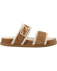 Fendi - Feel Ff Embossed Sandals - Lyst