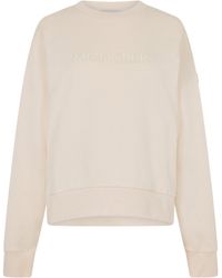 Moncler - Cream Crew Neck Sweatshirt - Lyst
