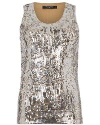 DSquared² - Chic Night All Over Paillettes Tank Top - Lyst