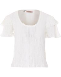 Twinset - Ruffled Sleeve Knit T-Shirt - Lyst