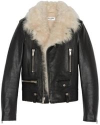 Saint Laurent - Zip Detailed Biker Jacket - Lyst