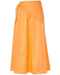 Vince - Cotton Poplin Midi Skirt - Lyst