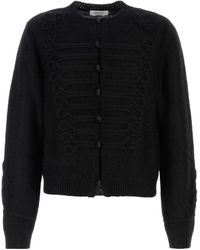 McQueen - Long Sleeved Crewneck Buttoned Cardigan - Lyst