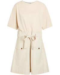 Moncler - Belted Cotton Mini T-Shirt Dress - Lyst