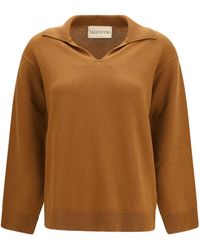 Valentino - V Logo Collar Knitted Sweater - Lyst