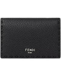 Fendi - Stitched Selleria Leather Card Holder - Lyst