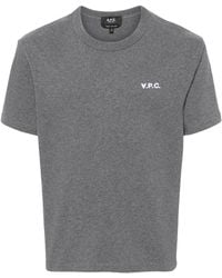 A.P.C. - Flocked Logo Crewneck T-Shirt - Lyst