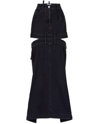 The Attico - The Cut-Out Mid-Rise Denim Skirt - Lyst