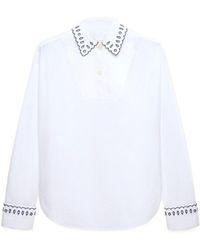 Marni - Poplin Half-Button Shirt With Broderie Anglaise - Lyst