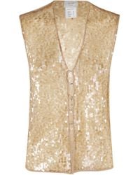 Alysi - V-Neck Sequin-Embellished Top - Lyst