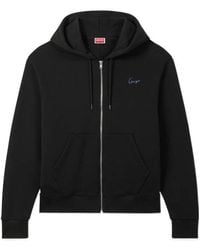 KENZO - Signature Embroidered Zip Up Hoodie - Lyst